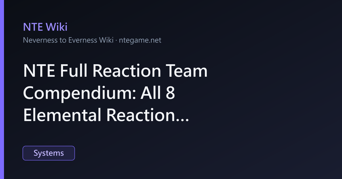 Building Code Compendum NTE Full Reaction Team Compendium: All 8 Elemental Reaction Teams ...