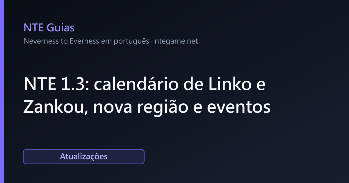 NTE 1.3: calendário de Linko e Zankou, nova região e eventos